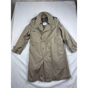 English Squire Women's Trench Coat Tan 44L Faux Fur Lined